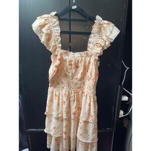Forever 21 Pink Floral Ruffle Tiered Mini Dress